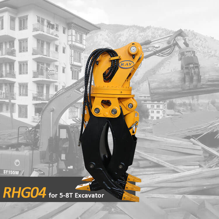 Pinza de madera giratoria modelo RHG04 para excavadora de 5-8 T